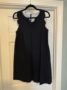 Vineyard Vines Navy Scallop-Shoulder Mini Dress 100% Cotton